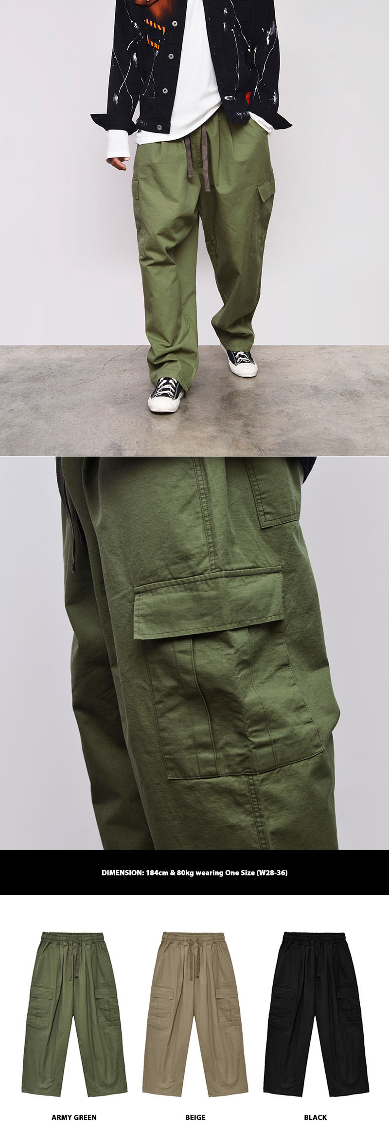 Bottoms :: Avant-garde Wide Cut Cargo Banding-Pants 993